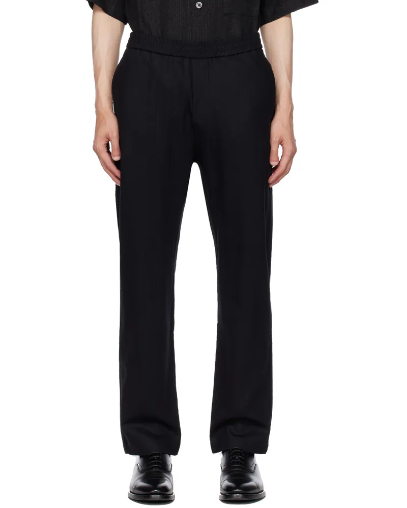 BARENA Black Pleated Trousers Nero