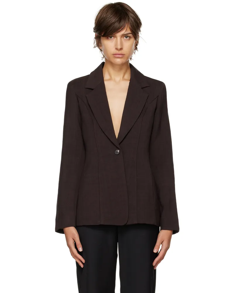 Co Brown Pintuck Blazer 208
