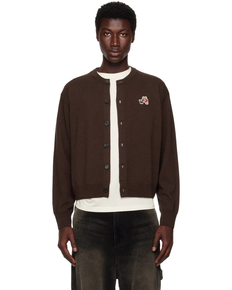 WE 11 DONE Brown Single Patch Cardigan Brown