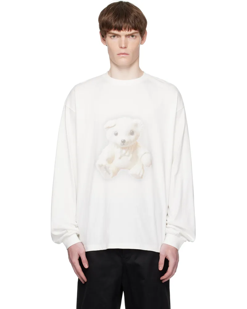 WE 11 DONE White Glow Teddy Long-Sleeved T-shirt White