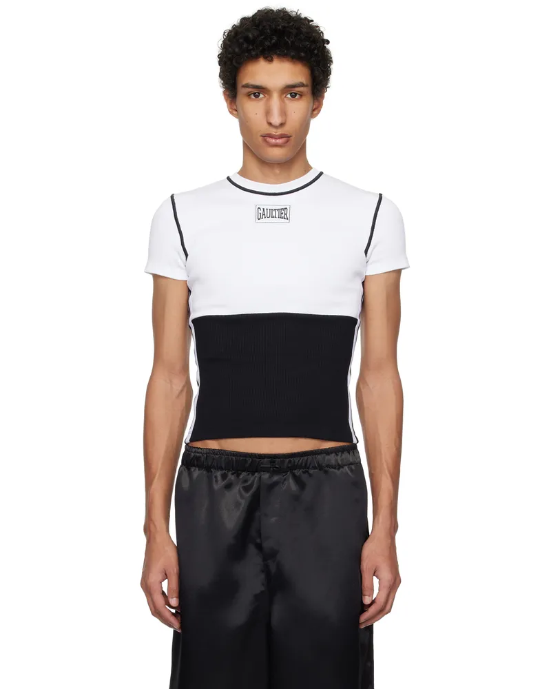 Jean Paul Gaultier Black & White 'Le Color Block' T-shirt 0100-white