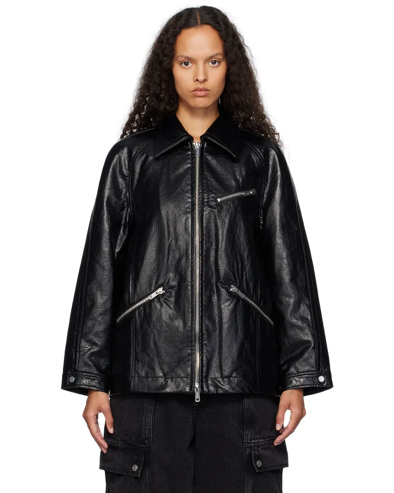 3.1 phillip lim Black Ranch Faux-Leather Jacket Ba001