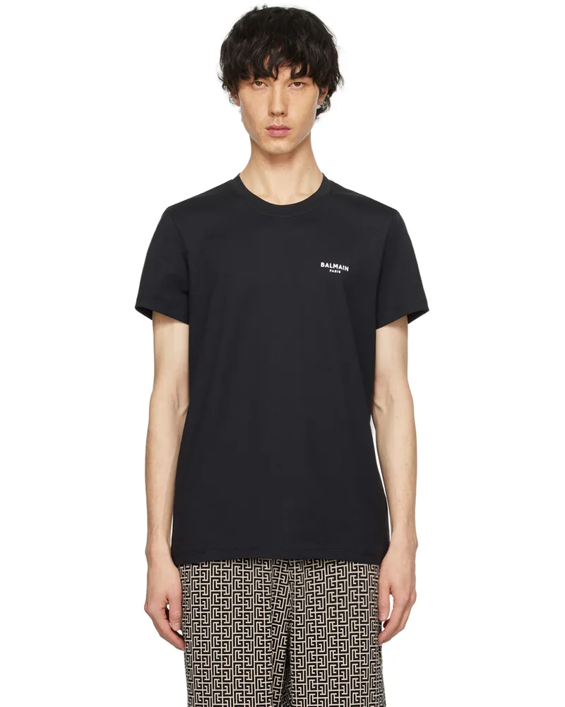 Balmain Black Flocked T-Shirt Eab
