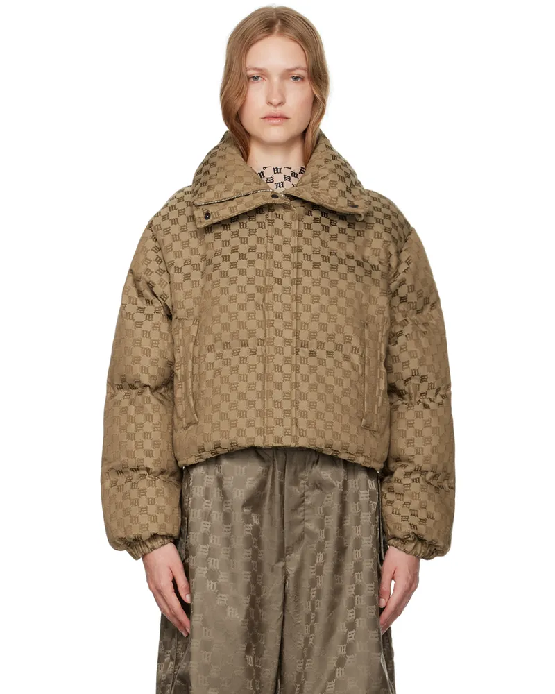 MISBHV Beige Jacquard Monogram Puffer Jacket Biscotto