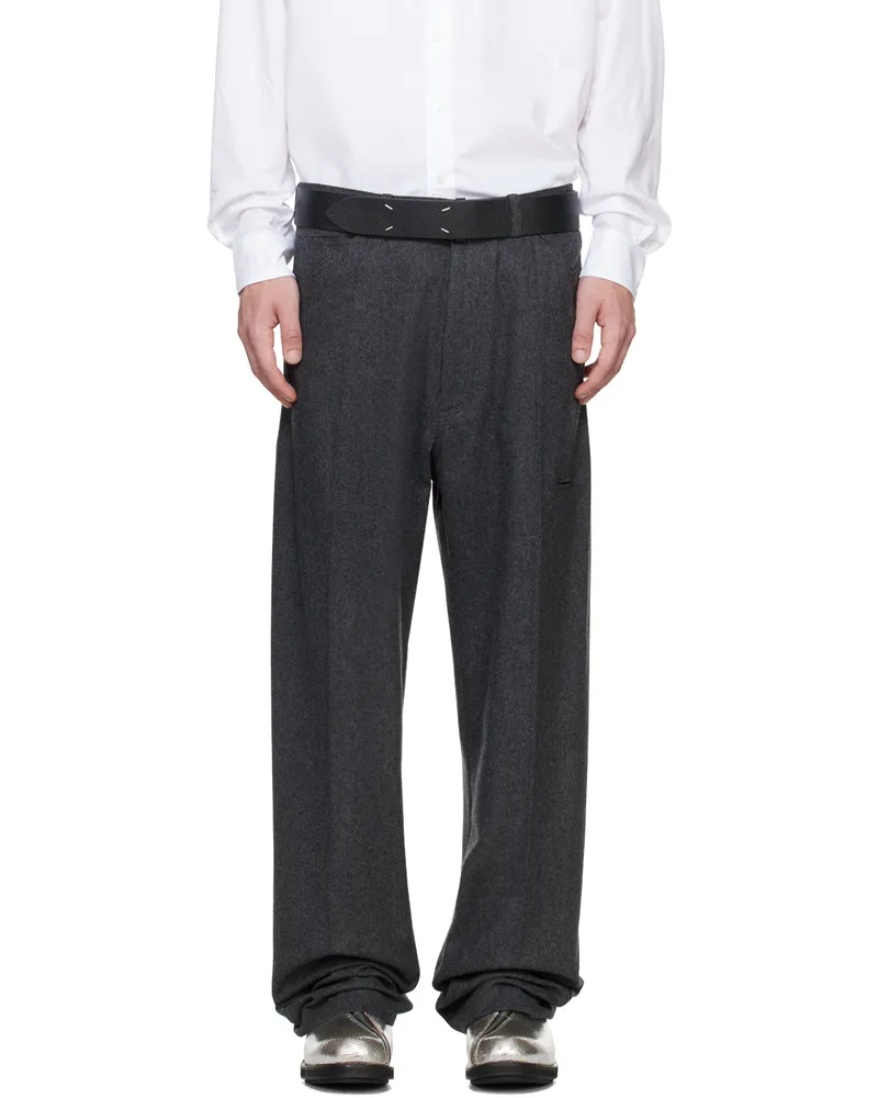 Random Identities Gray Creased Trousers Dark