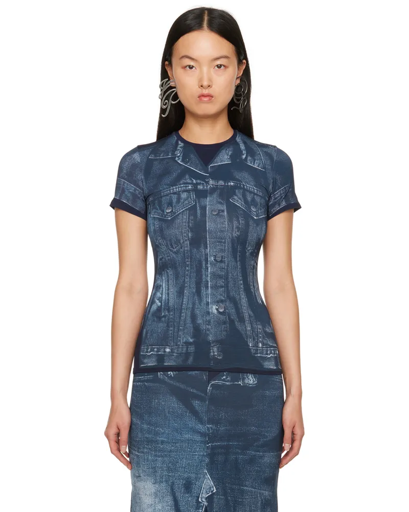 Jean Paul Gaultier Blue Trompe L'œil T-Shirt 5950