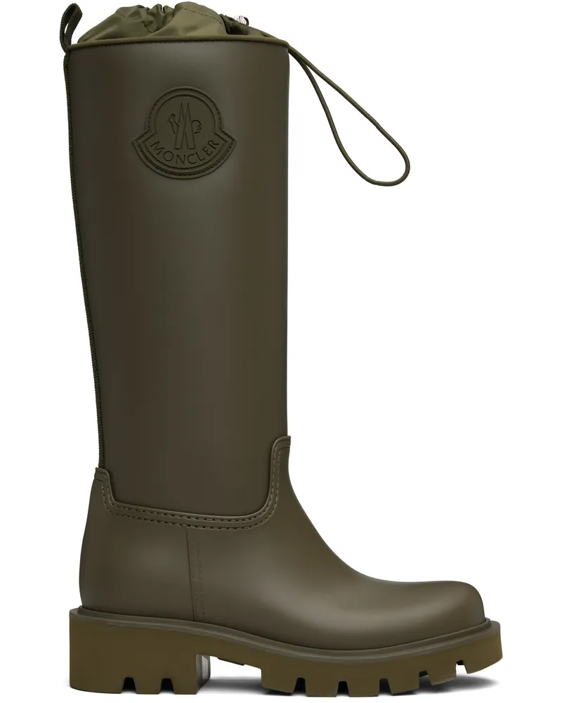 Moncler Khaki Kickstream High Rain Tall Boots 81n