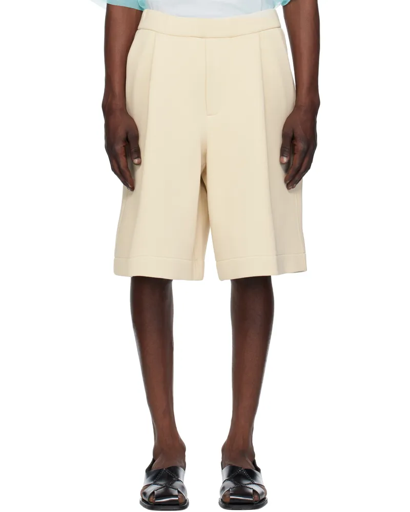 Dries van Noten Beige Cotton Neoprene Shorts Cream