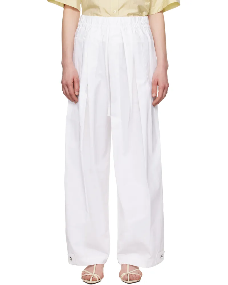 Jil Sander White Wide-Leg Trousers 100