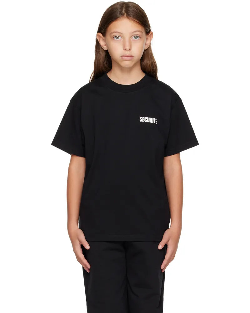 VETEMENTS Kids Black 'Securite' T-shirt Black