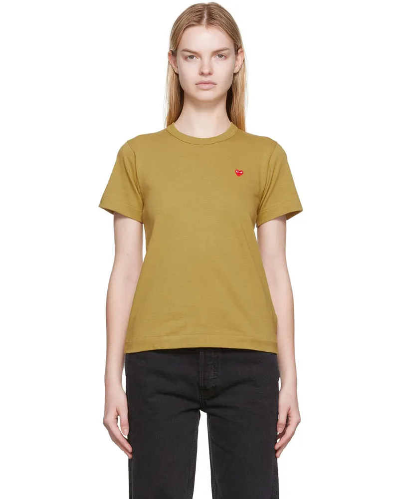 Comme des Garçons Khaki Small Heart T-Shirt Olive