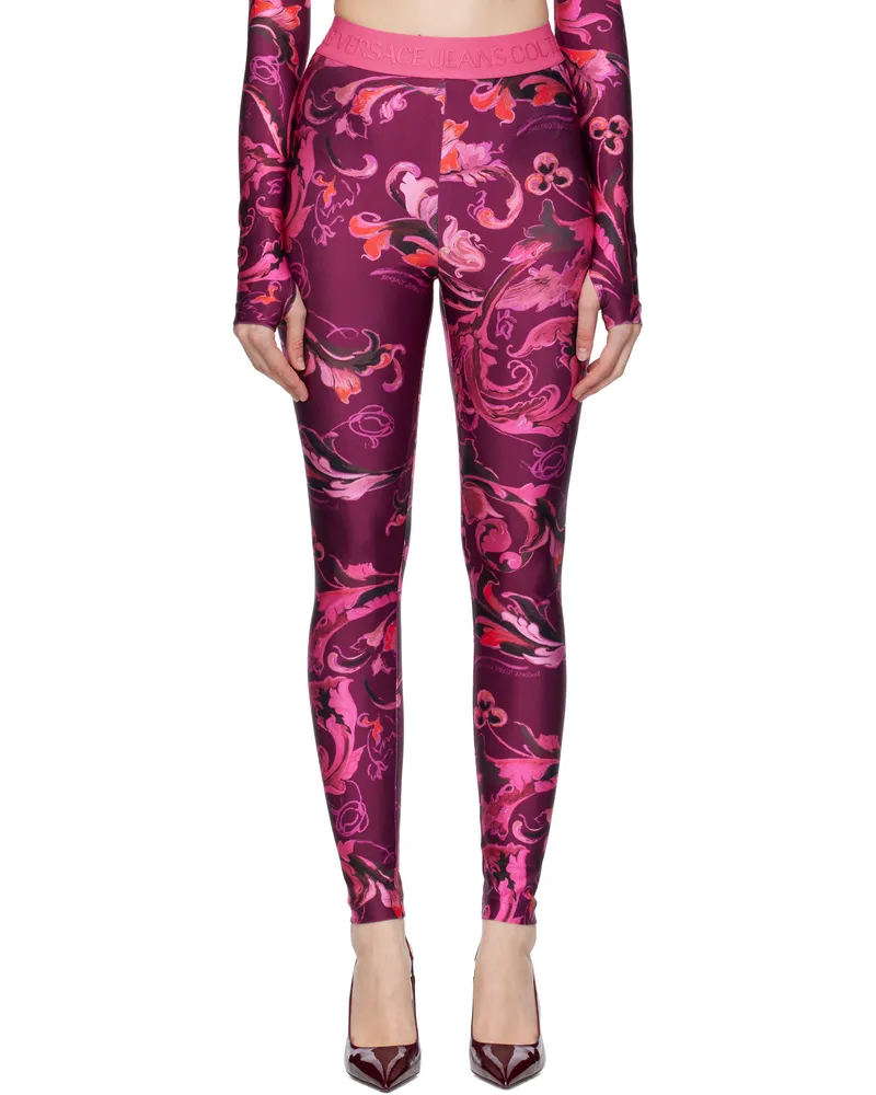 Versace Jeans Pink & Purple Lycra Barocco Leggings E317