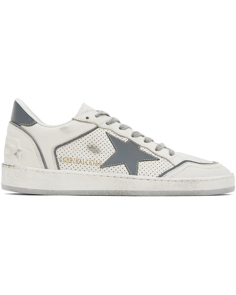 Golden Goose White & Silver Ball Star Sneakers 80185