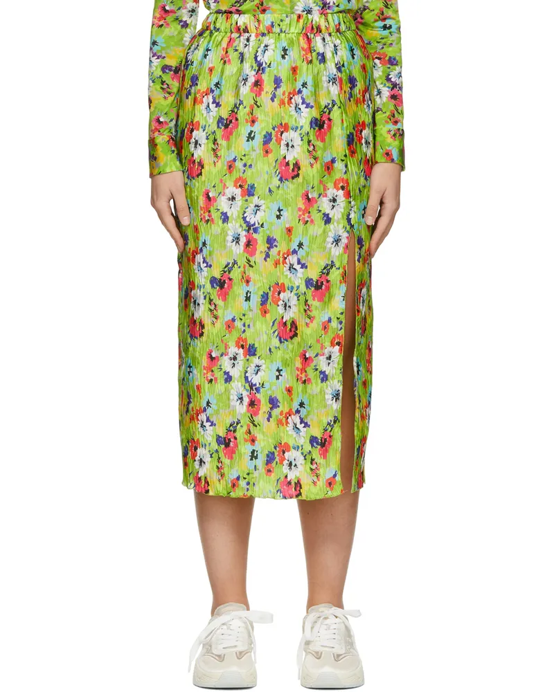MSGM Green Polyester Midi Skirt 36