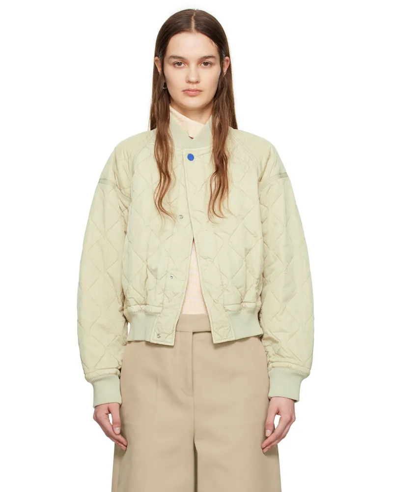 Burberry Beige Quilted Bomber Jacket Soap