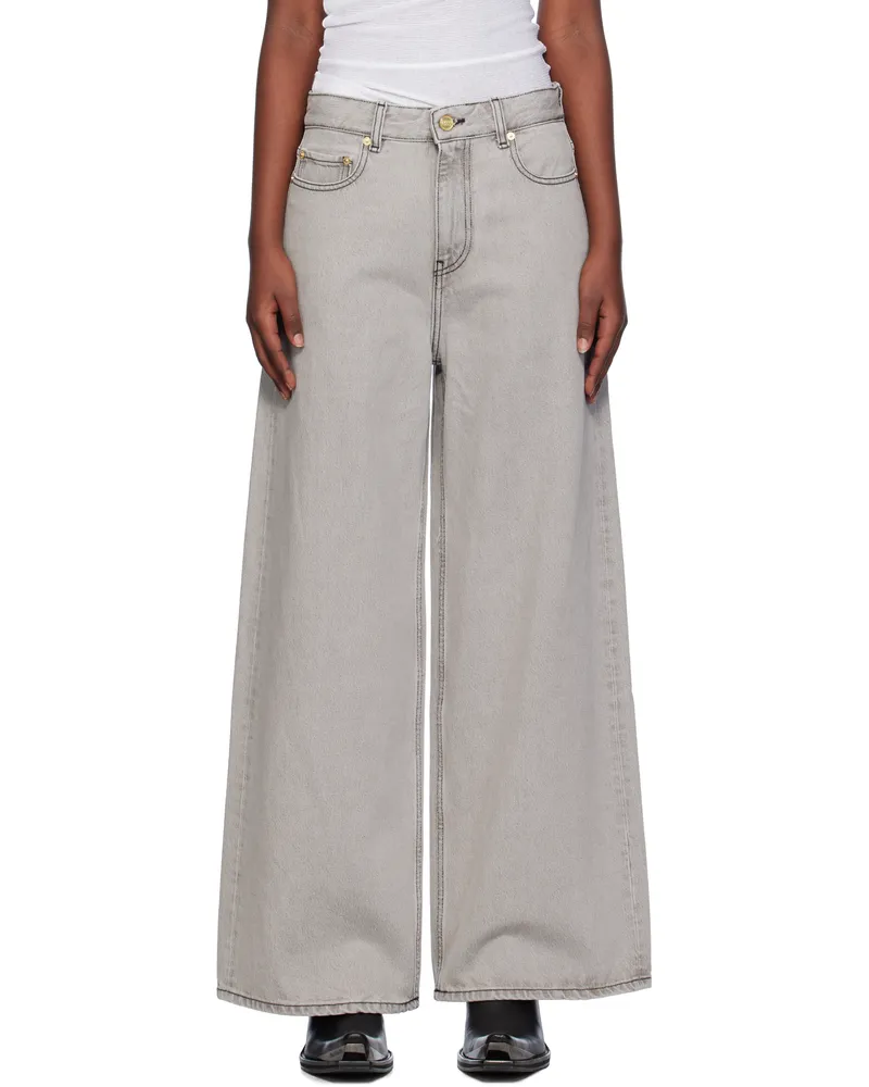 Ganni Gray Future Denim Wide Jeans 084