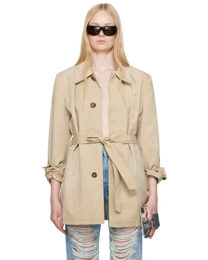 Maison Margiela Beige Cotton Gabardine Sportsjacket Trench Coat 113
