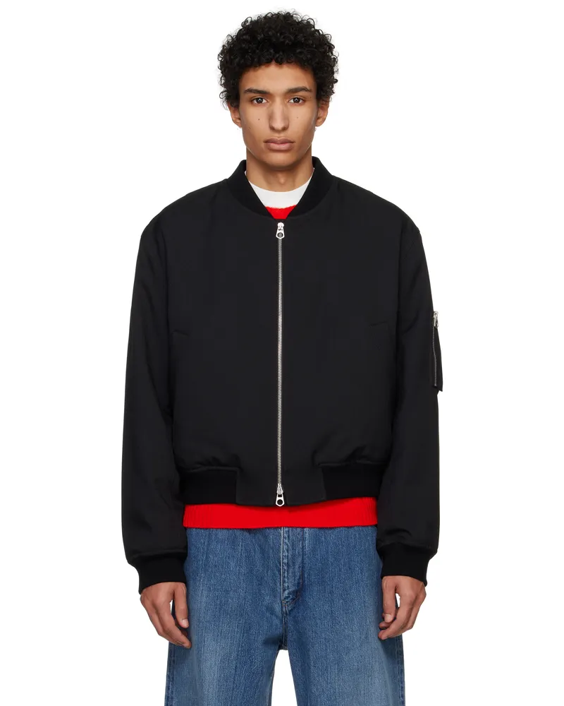 Jil Sander Black Padded Bomber Jacket 001