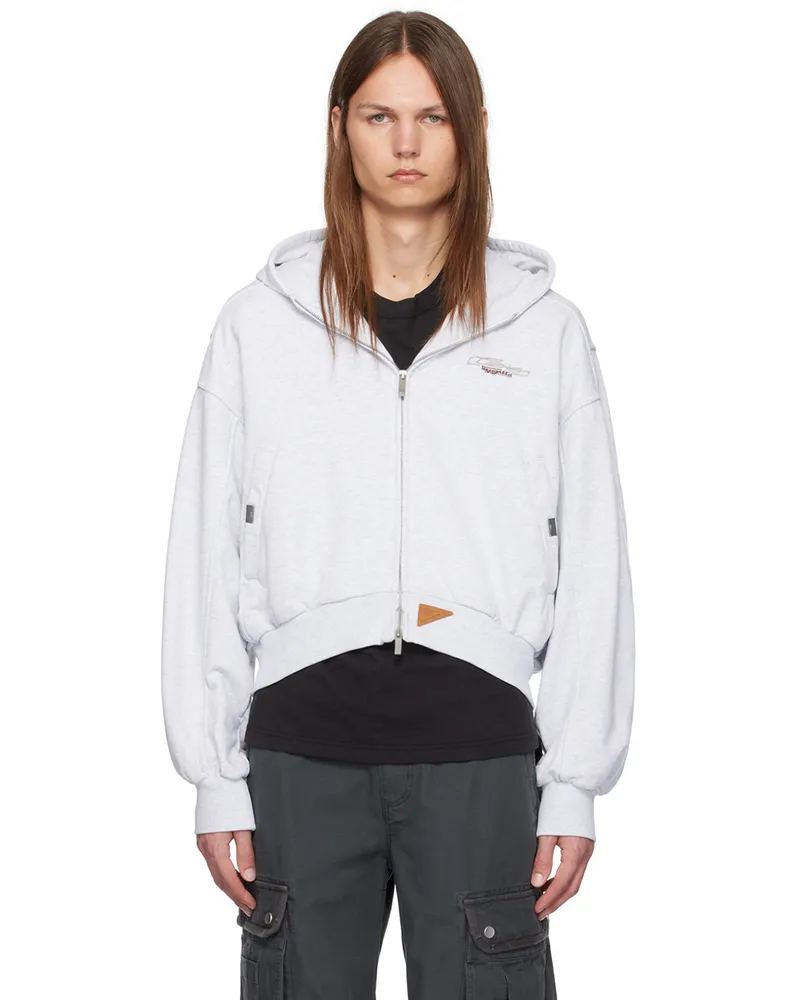 C2H4 Gray Aviation Zip-Up Hoodie Oat