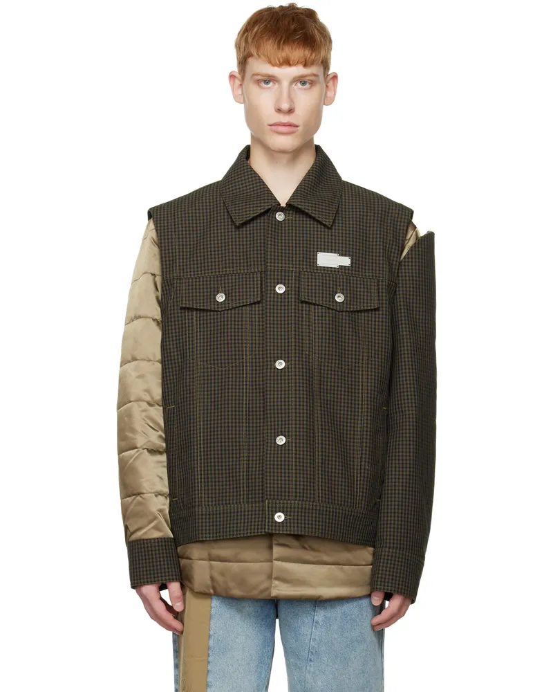 Feng Chen Wang Green & Khaki Layered Jacket Green