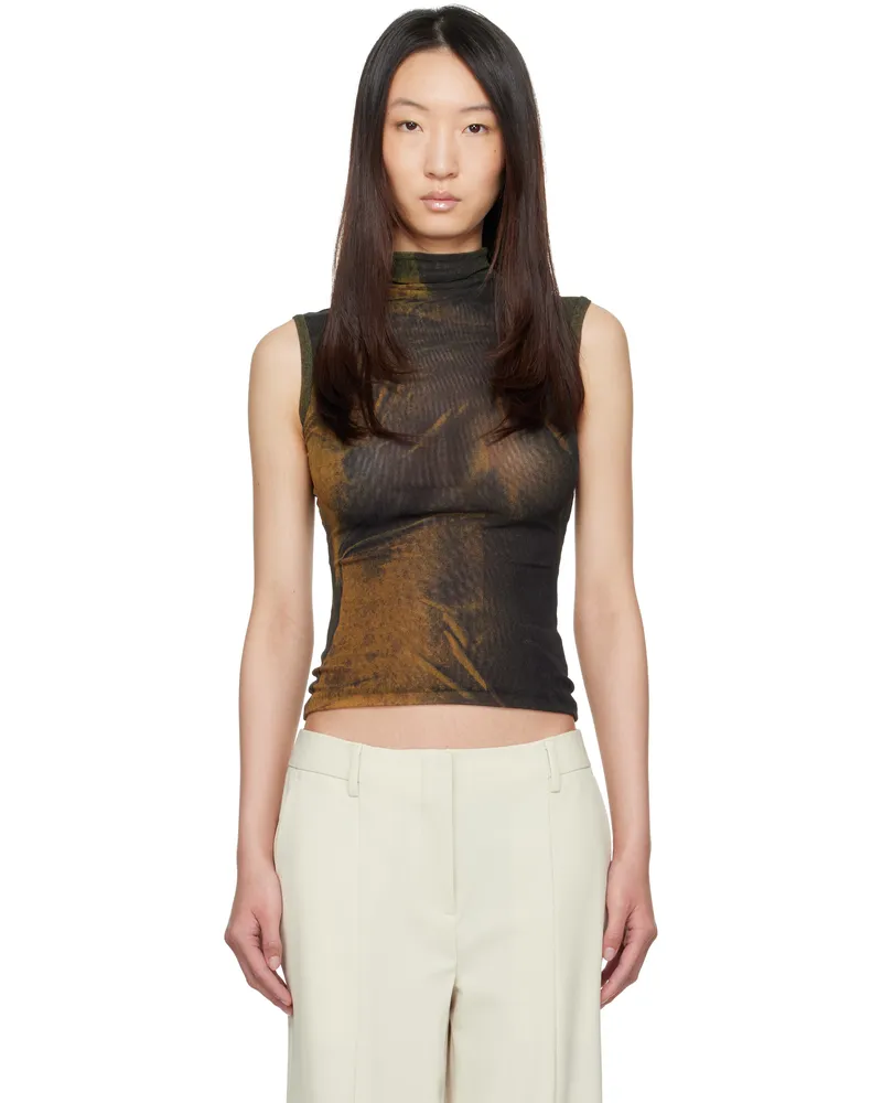 Jean Paul Gaultier SSENSE Exclusive Green High Neck Printed Acid Water Top 4812