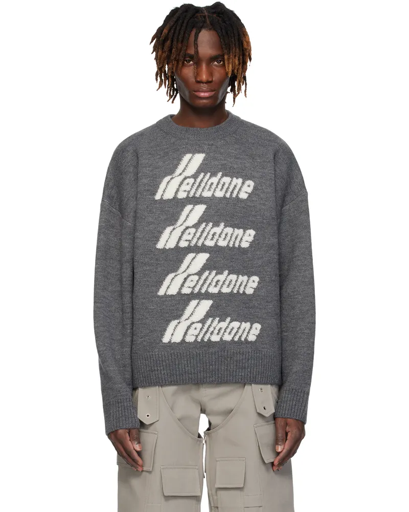 WE 11 DONE Gray Logo Pile Knit Sweater Grey