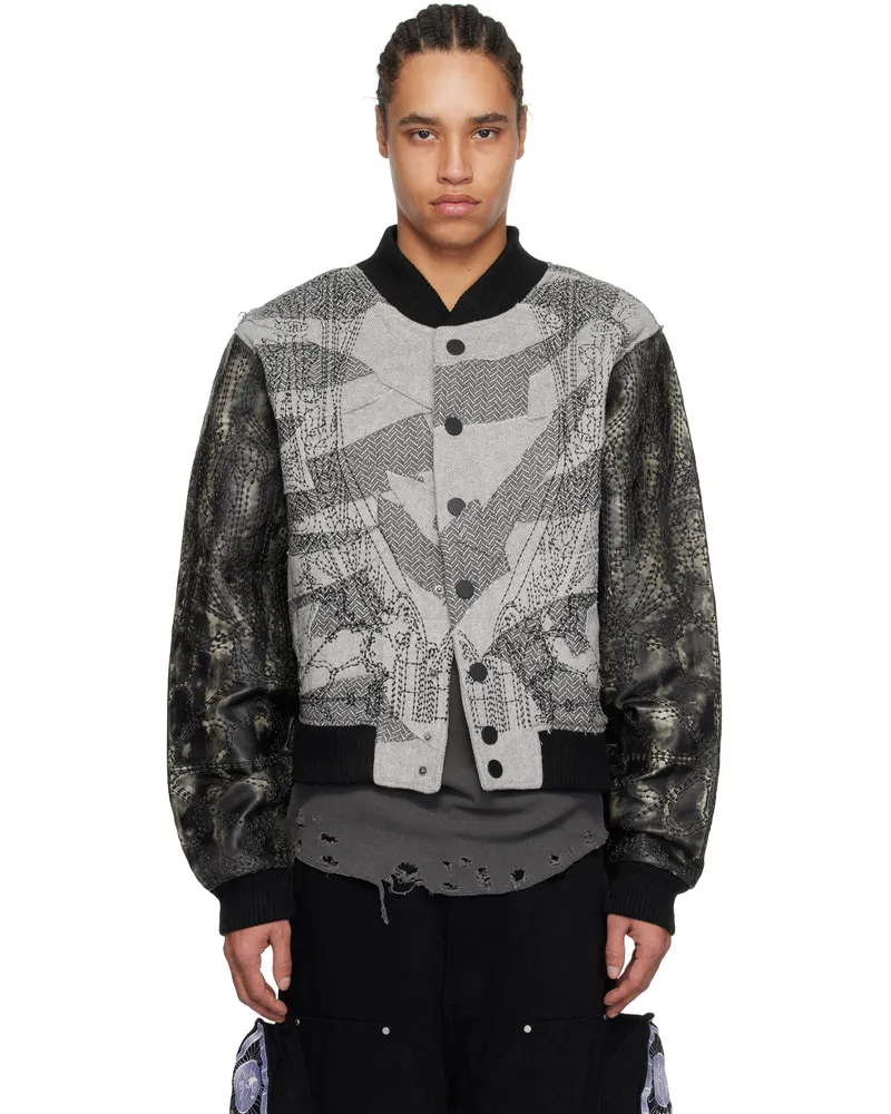 WHO DECIDES WAR Gray Notre Dame Varsity Jacket Vintage