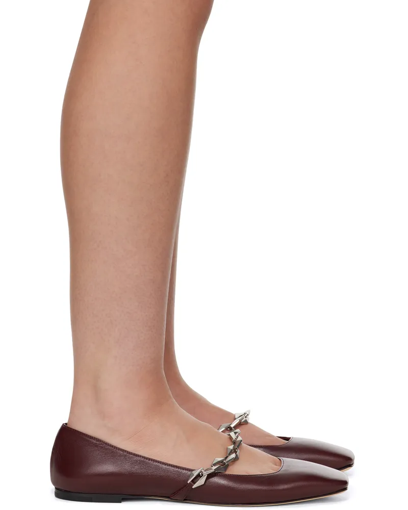 Jimmy Choo Burgundy Diamond Tilda Ballerina Flats Garnet