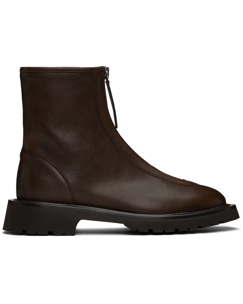 LEGRES Brown Zipper Boots Dark