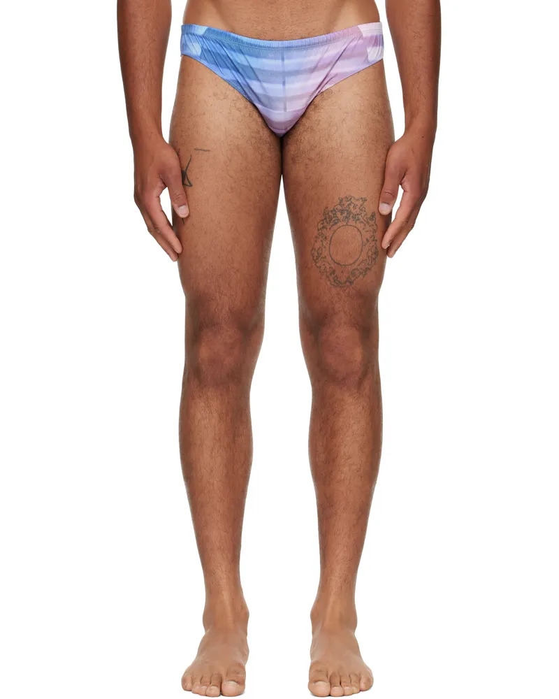 Jean Paul Gaultier Blue & Pink 'The Air' Swim Briefs 565034-lightblue