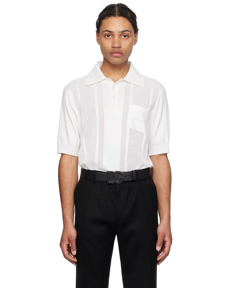 Dolce & Gabbana White Embroidered Polo Bianco