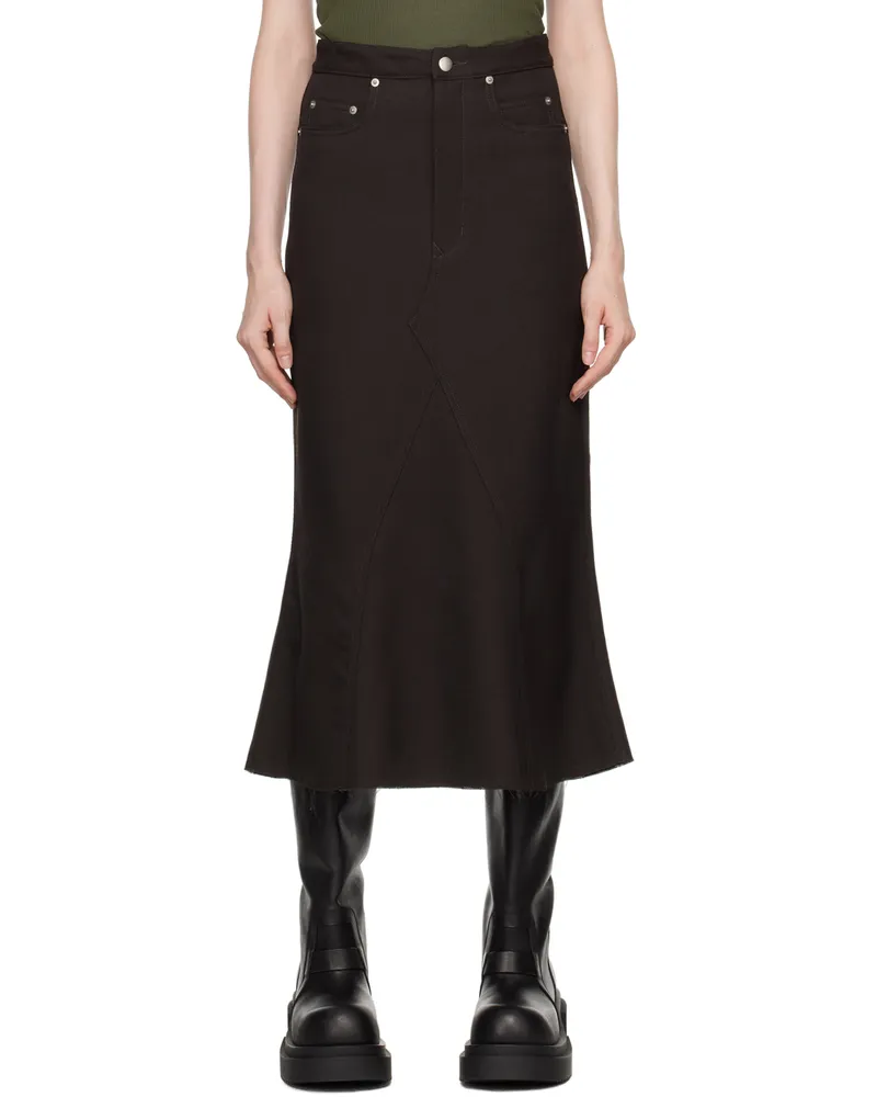 Rick Owens Gray Porterville Godet Midi Skirt 78