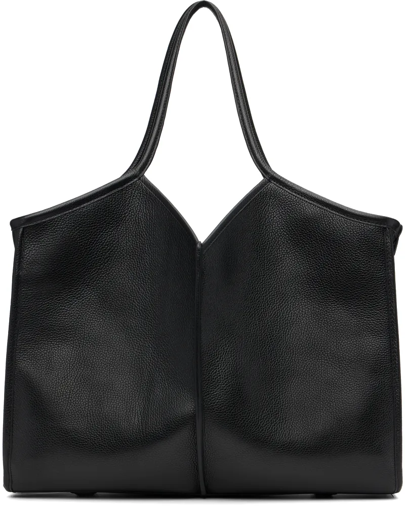 HEREU Black Calella Squared Medium Grainy Tote Black