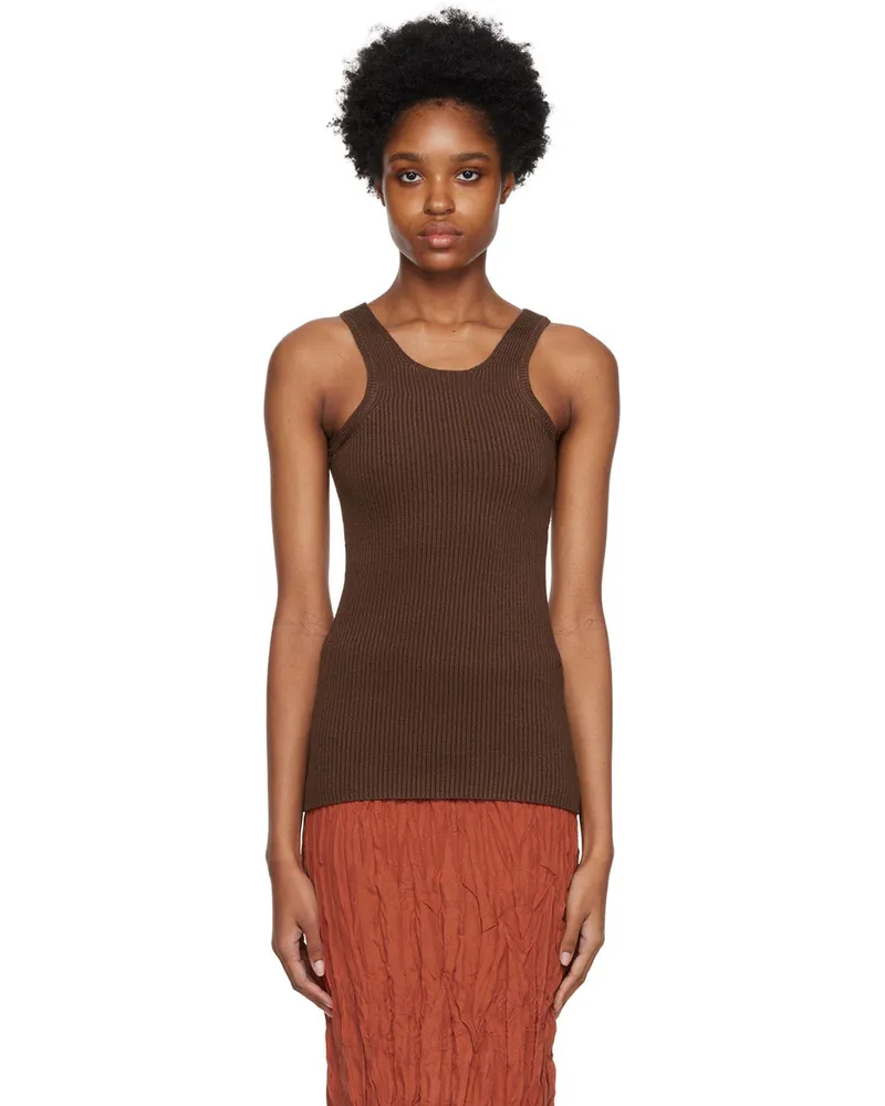 Totême Brown Curved Compact Tank Top 878