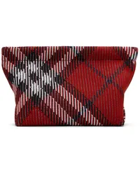 Burberry Red Check Knitted Clutch Scarlet