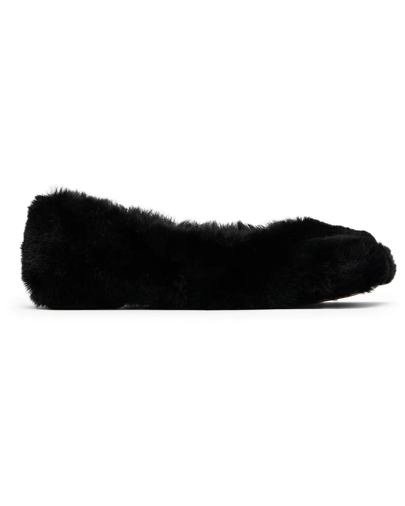 Maison Margiela Kids Black Faux-Fur Slippers 2