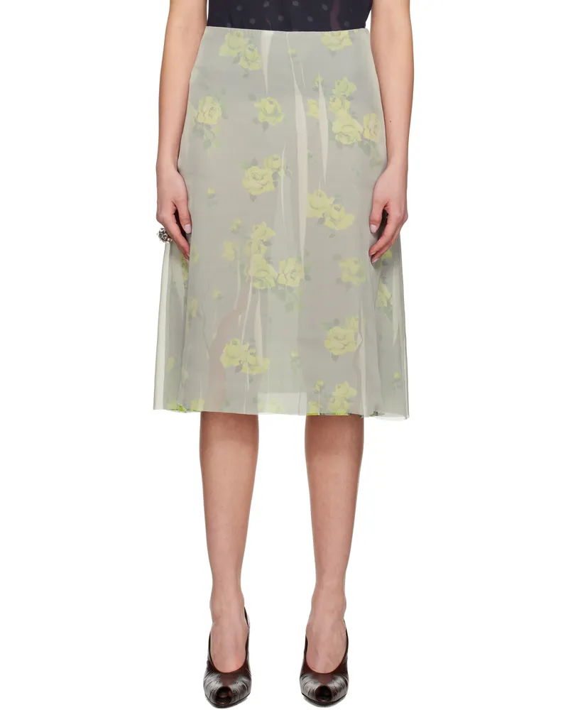 Acne Studios Gray Floral Midi Skirt Bya