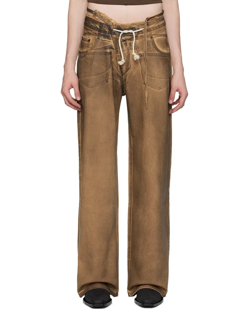 OTTOLINGER SSENSE Exclusive Brown Double Fold Jeans Brown