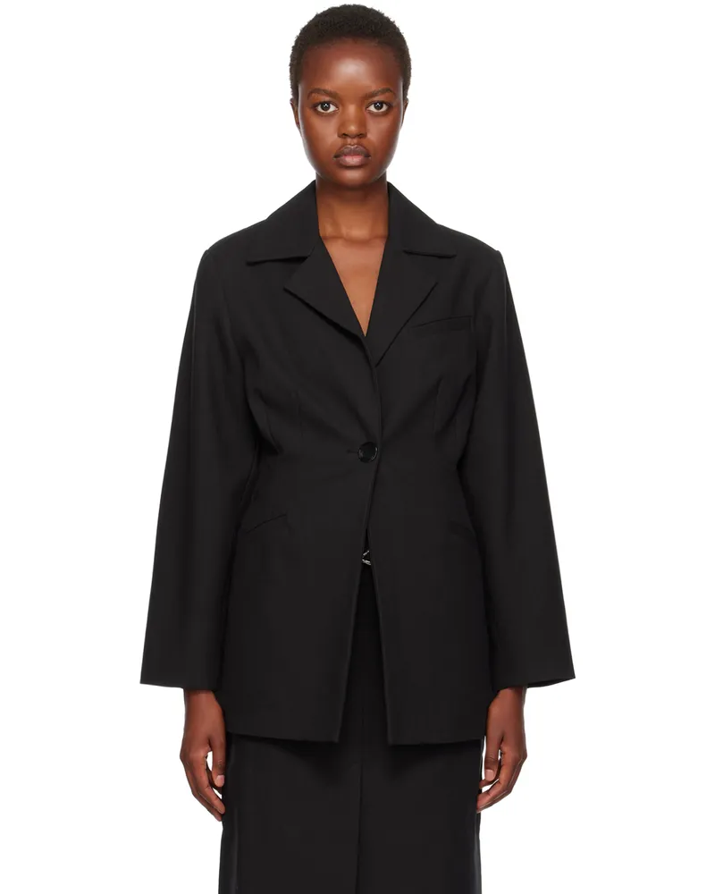 Ganni Black Notched Lapel Blazer 099