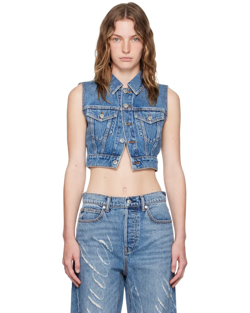 Alexander Wang Blue Shrunken Denim Vest Vntge