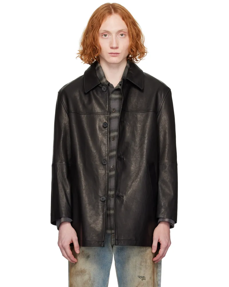 Dunst Black Half Leather Jacket Black