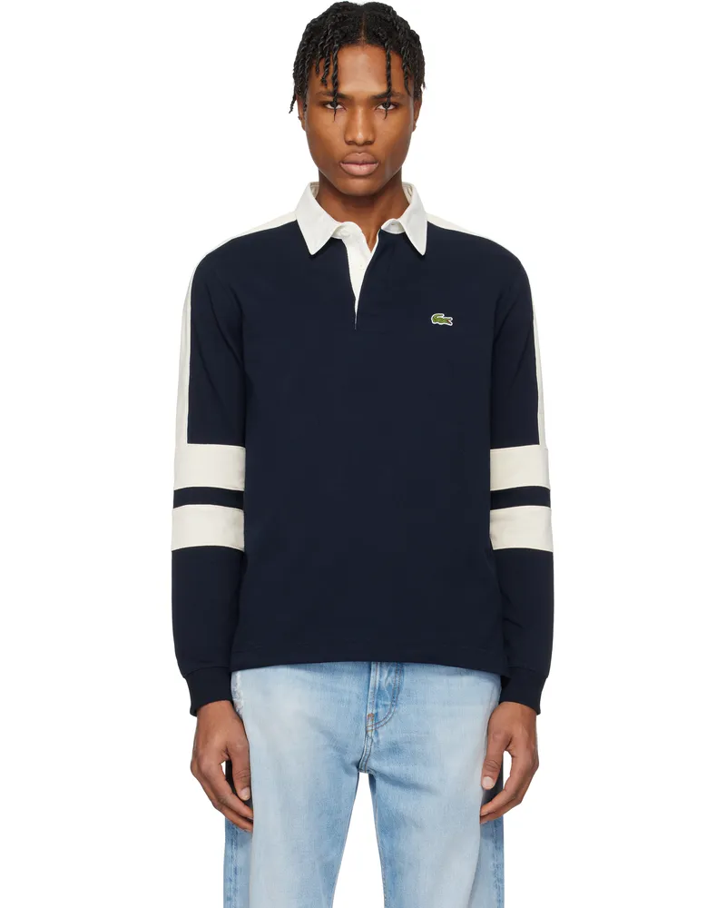 Lacoste Navy & White Colorblock Rugby Polo 166