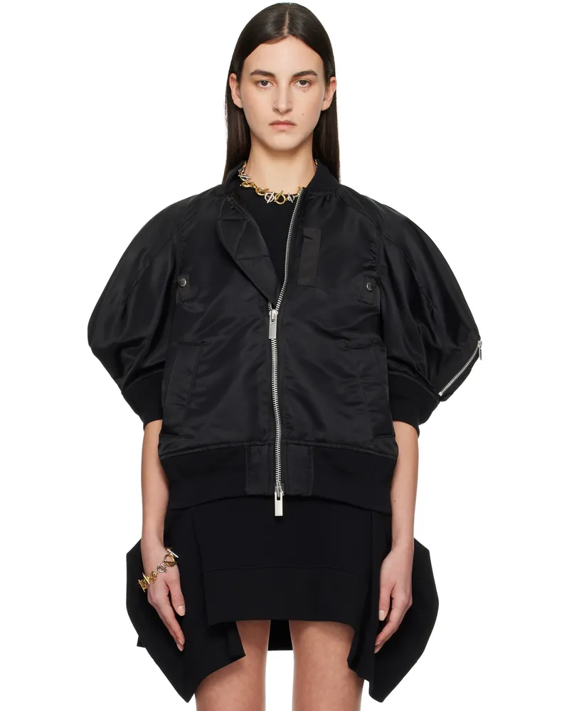 Sacai Black Nylon Twill Bomber 001