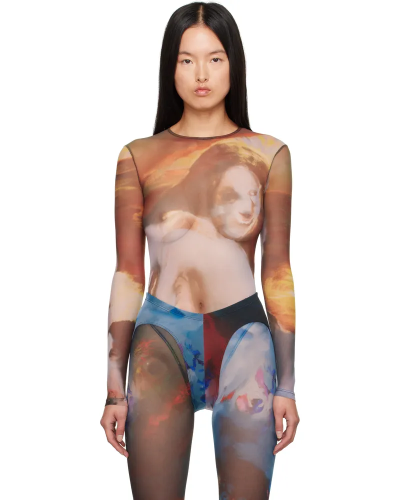 Thierry Mugler Multicolor Printed Bodysuit Awsss