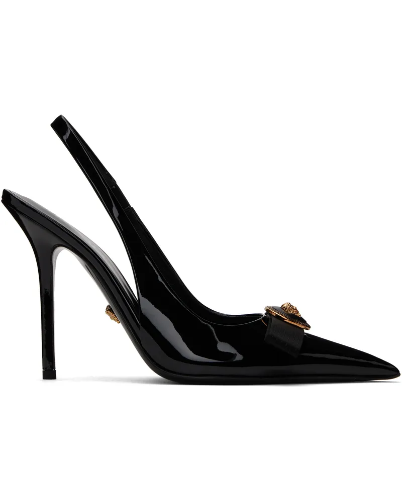 Versace Black Gianni Ribbon Slingback 110mm Heels 1b00v-black-gold