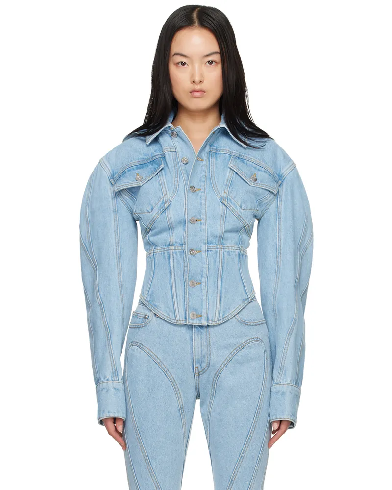 Thierry Mugler Blue Corseted Denim Jacket 2905