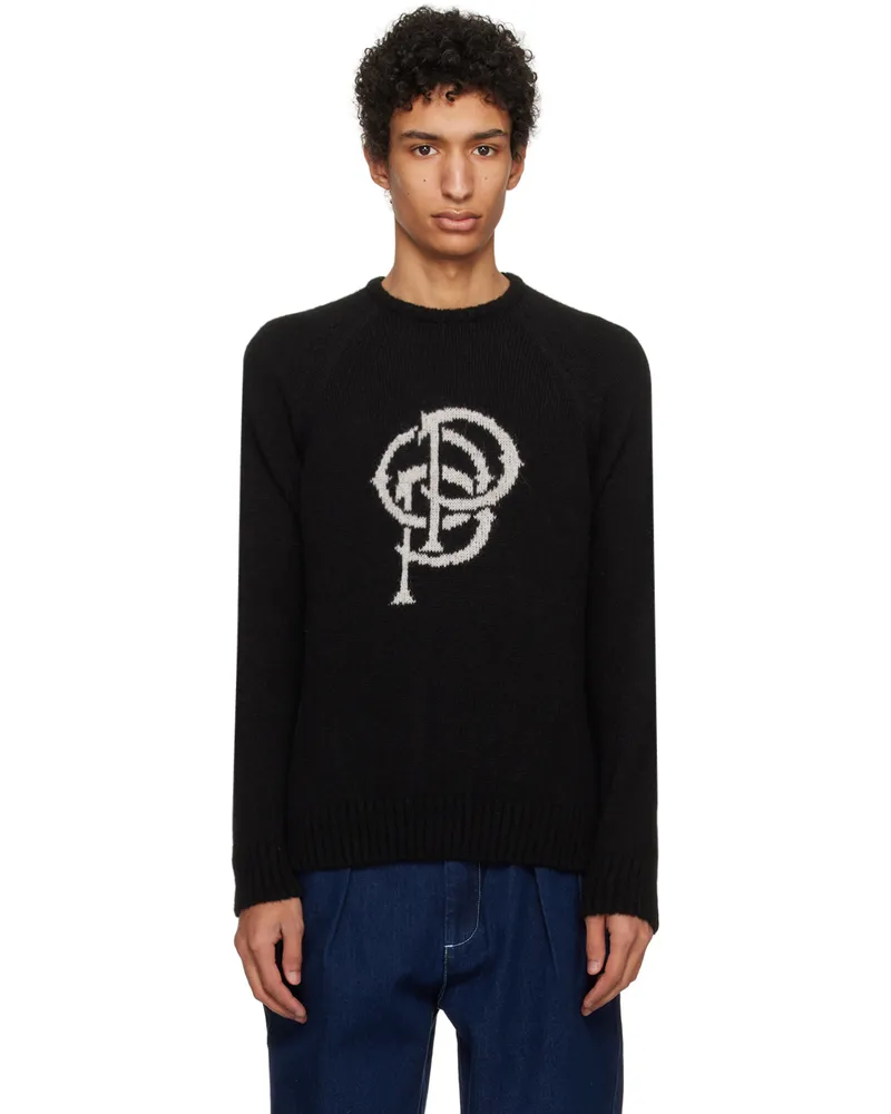 Pop Trading Company Black 'Pop' Initials Sweater Black
