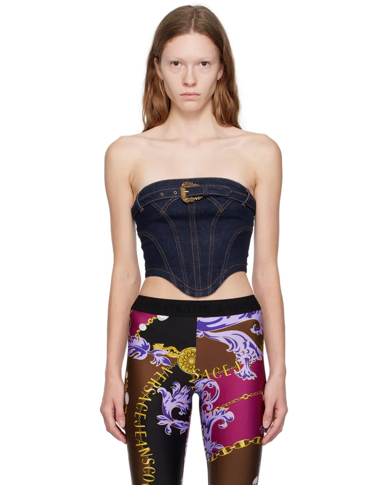 Versace Jeans Indigo Pin-Buckle Denim Camisole E904