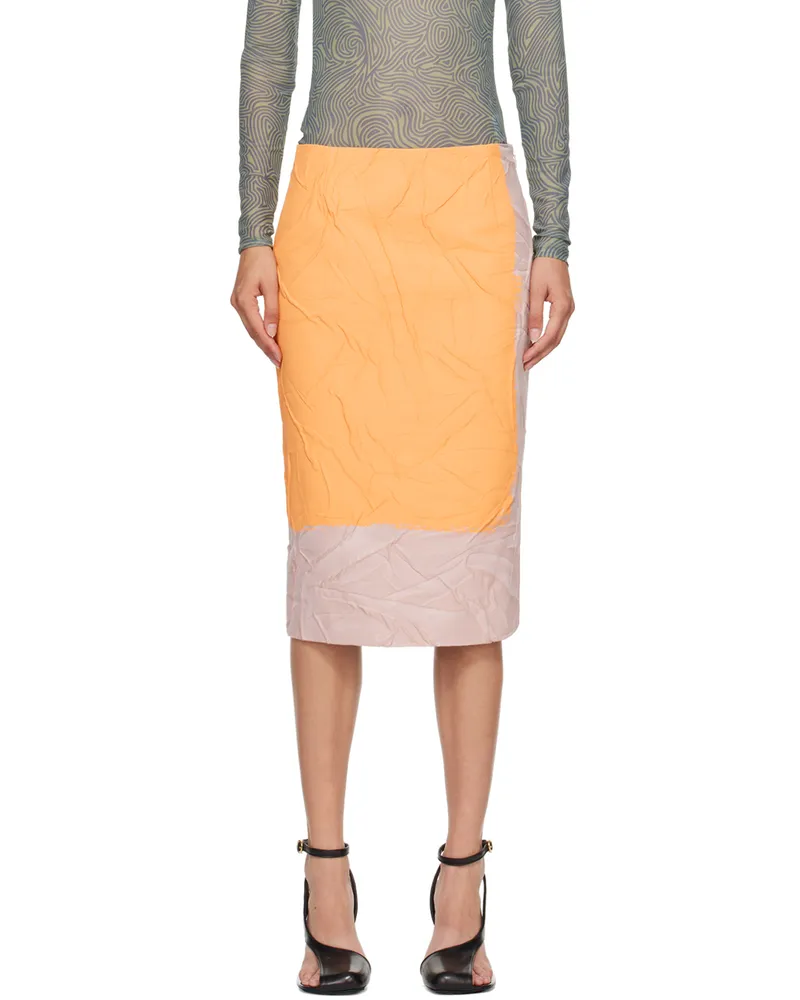 Dries van Noten Pink & Orange Printed Midi Skirt 353