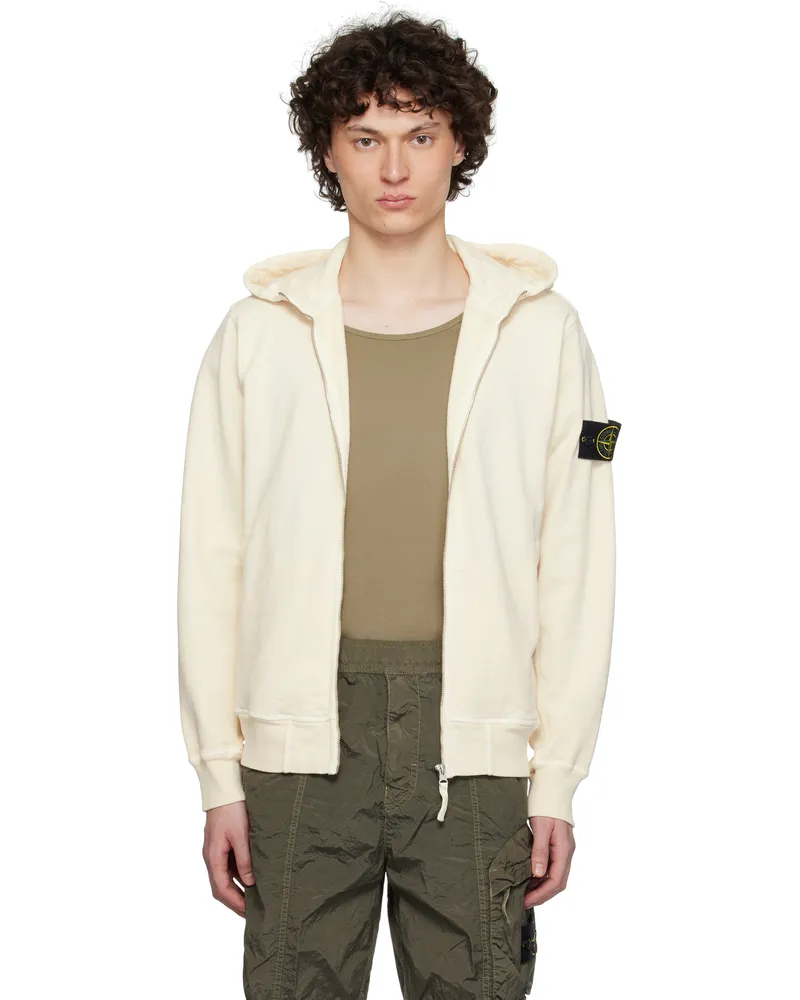 Stone Island Off-White Malfilé Fleece Old Effect Hoodie V0193